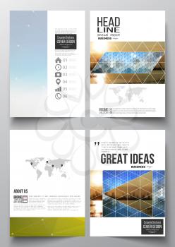 Set of business templates for brochure, magazine, flyer, booklet or annual report. Abstract colorful polygonal background with blurred image on it, modern stylish triangular and hexagonal vector textu