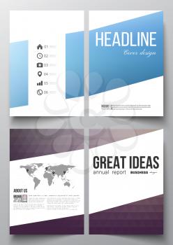 Set of business templates for brochure, magazine, flyer, booklet or annual report. Abstract colorful polygonal background with blurred image on it, modern stylish triangle vector texture. 