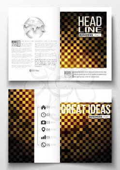 Set of business templates for brochure, magazine, flyer, booklet or annual report. Abstract polygonal background, modern stylish sguare design golden vector texture.