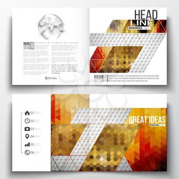 Set of annual report business templates for brochure, magazine, flyer or booklet. Abstract colorful polygonal background, modern stylish triangle vector texture. 