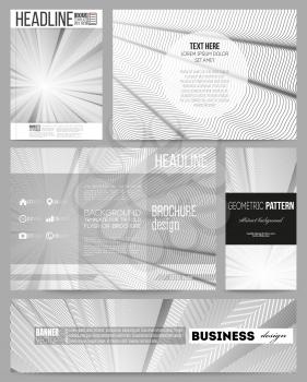 Set of business templates for presentation, brochure, flyer or booklet. Abstract lines background, simple abstract monochrome texture.