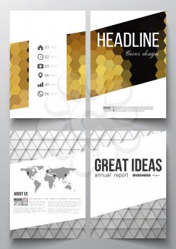 Set of business templates for brochure, magazine, flyer, booklet or annual report. Abstract polygonal background, modern stylish triangle vector texture.