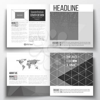 Set of annual report business templates for brochure, magazine, flyer or booklet. Microchip background, electrical circuits, construction with connected lines, scientific or digital design pattern