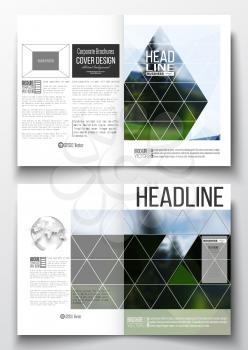 Set of business templates for brochure, magazine, flyer, booklet or annual report. Colorful polygonal backdrop, blurred natural background, modern stylish triangle vector texture.