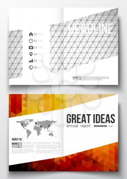 Set of business templates for brochure, magazine, flyer, booklet or annual report. Abstract colorful polygonal background, modern stylish triangle vector texture. 