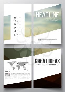 Set of business templates for brochure, magazine, flyer, booklet or annual report. Colorful polygonal backdrop, blurred background, natural landscape, modern stylish triangle vector texture.