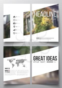 Set of business templates for brochure, magazine, flyer, booklet or annual report. Blurred image, urban landscape, street in Montmartre, Paris cityscape.