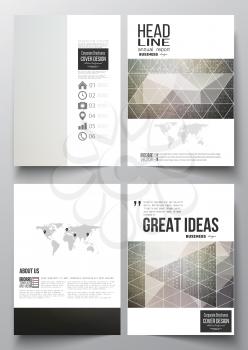 Set of business templates for brochure, magazine, flyer, booklet or annual report. Microchip background, electrical circuits, science design vector template. 