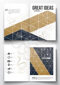 Set of business templates for brochure, magazine, flyer, booklet or annual report. Abstract polygonal low poly backdrop with connecting dots and lines, connection structure. Digital or science vector