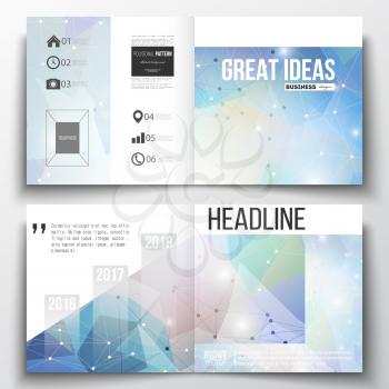 Vector set of square design brochure template. Abstract colorful polygonal background, modern stylish triangle vector texture.