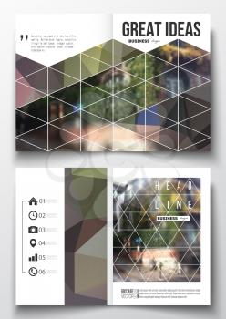 Set of business templates for brochure, magazine, flyer, booklet or annual report. Polygonal background, blurred image, urban landscape, street in Montmartre, Paris cityscape, modern vector texture.