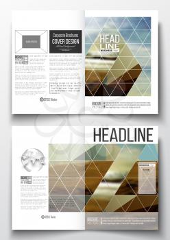 Set of business templates for brochure, magazine, flyer, booklet or annual report. Colorful polygonal backdrop, blurred background, sea landscape, modern stylish triangle vector texture.