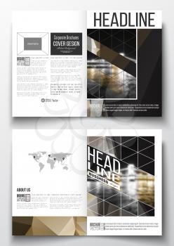 Set of business templates for brochure, magazine, flyer, booklet or annual report. Abstract colorful polygonal background, blurred image, night city landscape, modern stylish triangular vector texture