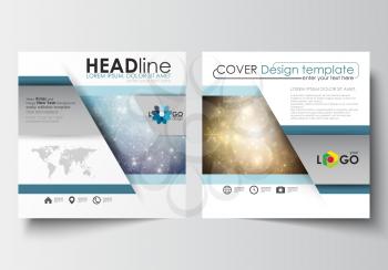 Business templates for square design brochure, magazine, flyer, booklet or annual report. Leaflet cover, abstract flat layout, easy editable blank. Golden Christmas decoration, vector background with 