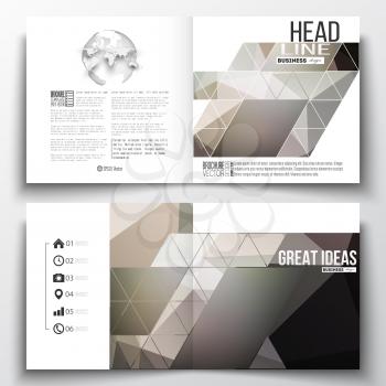 Set of annual report business templates for brochure, magazine, flyer or booklet. Abstract blurred background, modern stylish dark vector texture.