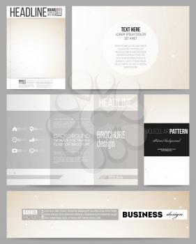Set of business templates for presentation, brochure, flyer or booklet. Abstract polygonal low poly backdrop with connecting dots and lines, connection structure. Vector or digital science background.