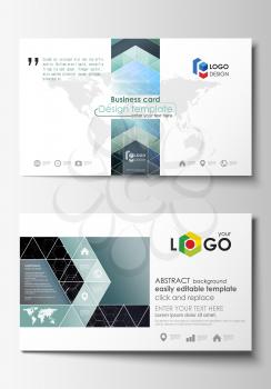 Business card templates. Cover template, easy editable, abstract flat design vector layout. Chemistry pattern, hexagonal molecule structure. Medicine, science, technology concept