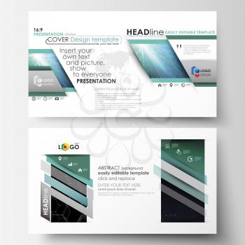 Business templates in HD format for presentation slides. Easy editable layouts in flat design. Chemistry pattern, hexagonal molecule structure. Medicine, science, technology concept