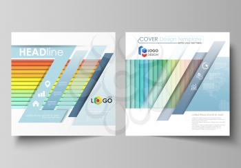 Business templates for square design brochure, magazine, flyer, booklet or annual report. Leaflet cover, abstract flat layout, easy editable vector. Bright color rectangles, colorful design with overl