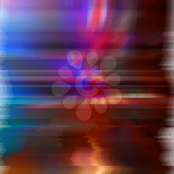 Glitched abstract vector background made of colorful pixel mosaic. Digital decay, signal error, television signal fail. Colorful trendy design for print poster, brochure cover, website and other desig