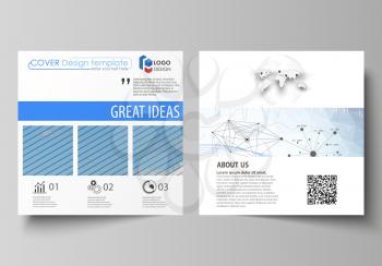 Business templates for square design brochure, magazine, flyer, booklet or annual report. Leaflet cover, abstract flat layout, easy editable vector. Blue color abstract infographic background in minim