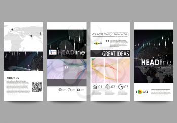 Flyers set, modern banners. Business templates. Cover design template, easy editable abstract vector layouts. Colorful abstract infographic background in minimalist style made from lines, symbols, cha