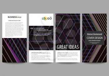 Flyers set, modern banners. Business templates. Cover design template, easy editable abstract vector layouts. Abstract polygonal background with hexagons, illusion of depth and perspective. Black colo