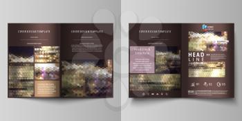 Business templates for bi fold brochure, magazine, flyer, booklet or annual report. Cover design template, easy editable vector, abstract flat layout in A4 size. Abstract multicolored backgrounds. Geo
