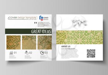 Business templates for square design brochure, magazine, flyer, booklet or annual report. Leaflet cover, abstract flat layout, easy editable vector. Abstract green color wooden design. Texture with le