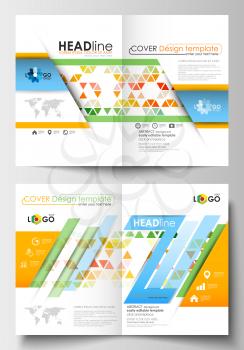 Business templates for brochure, magazine, flyer, booklet or annual report. Cover design template, easy editable blank, abstract flat layout in A4 size. Abstract triangles, triangular background, mode