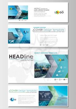 Social media and email headers set, modern banners. Business templates. Cover design template, easy editable, abstract flat layout in popular sizes, vector illustration.