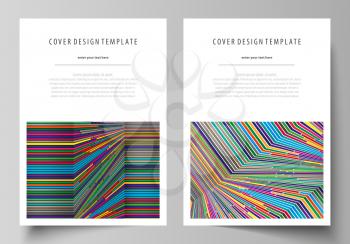 Business templates for brochure, magazine, flyer, booklet or annual report. Cover design template, easy editable vector, abstract flat layout in A4 size. Bright color lines, colorful style with geomet