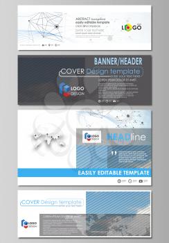 Social media and email headers set, modern banners. Business templates. Easy editable abstract design template, vector layouts in popular sizes. Blue color abstract infographic background in minimalis