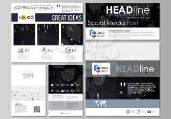 Social media posts set. Business templates. Easy editable abstract flat design template, vector layouts in popular formats. Abstract infographic background in minimalist style made from lines, symbols