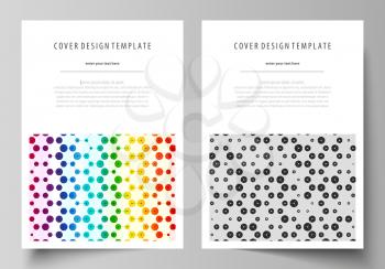 Business templates for brochure, magazine, flyer, booklet or annual report. Cover design template, easy editable vector, abstract flat layout in A4 size. Chemistry pattern, hexagonal design molecule s