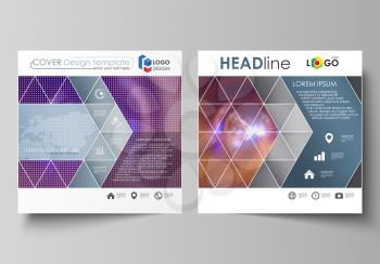 Business templates for square design brochure, magazine, flyer, booklet or annual report. Leaflet cover, abstract flat layout, easy editable vector. Bright color colorful design, beautiful futuristic 
