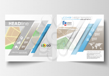 Business templates for square design brochure, magazine, flyer, booklet or annual report. Leaflet cover, abstract flat layout, easy editable blank. City map with streets. Flat design template for tour
