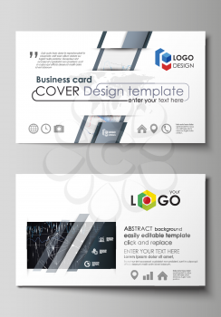 Business card templates. Easy editable layout, abstract vector design template. Abstract infographic background in minimalist style made from lines, symbols, charts, diagrams and other elements.
