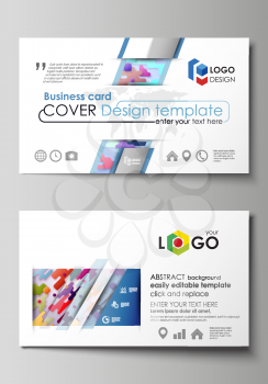 Business card templates. Easy editable layout, abstract vector design template. Bright color lines and dots, colorful minimalist backdrop with geometric shapes forming beautiful minimalistic backgroun