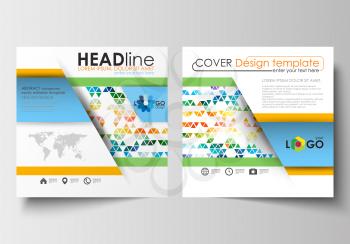 Business templates for square design brochure, magazine, flyer, booklet or annual report. Leaflet cover, abstract flat layout, easy editable blank. Abstract triangles, triangular background, modern co