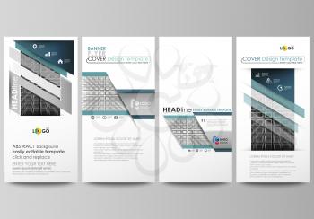 Flyers set, modern banners. Business templates. Cover design template, easy editable abstract vector layouts. Abstract infinity background, 3d structure with rectangles forming illusion of depth and p