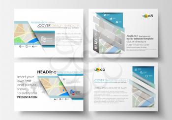 Set of business templates for presentation slides. Easy editable abstract layouts in flat design. City map with streets. Flat design template for tourism businesses, abstract vector illustration.