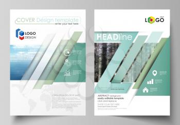 Business templates for brochure, magazine, flyer, booklet or annual report. Cover design template, easy editable vector, abstract flat layout in A4 size. Colorful background made of triangular or hexa