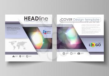 Business templates for square design brochure, magazine, flyer, booklet or annual report. Leaflet cover, abstract flat layout, easy editable vector. Retro style, mystical Sci-Fi background. Futuristic