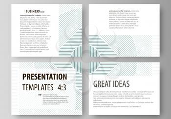 Set of business templates for presentation slides. Easy editable abstract vector layouts in flat design. Minimalistic background with lines. Gray color geometric shapes forming simple beautiful patter