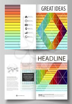 Business templates for bi fold brochure, magazine, flyer, booklet or annual report. Cover design template, easy editable vector, abstract flat layout in A4 size. Bright color rectangles, colorful desi