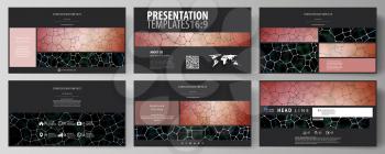 Business templates in HD format for presentation slides. Easy editable abstract vector layouts in flat design. Chemistry pattern, molecular texture, polygonal molecule structure, cell. Medicine, scien