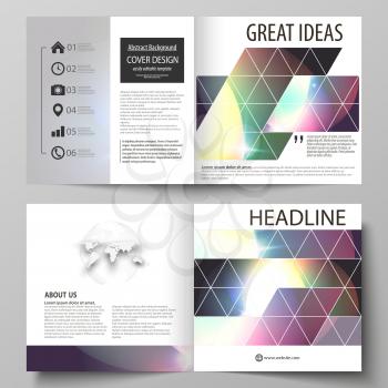 Business templates for square design bi fold brochure, magazine, flyer, booklet or annual report. Leaflet cover, abstract flat layout, easy editable vector. Retro style, mystical Sci-Fi background. Fu