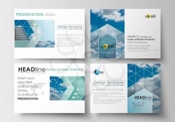 Set of business templates for presentation slides. Easy editable abstract blue layouts in flat design, vector illustration