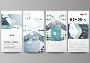 Flyers set, modern banners. Business templates. Cover design template, easy editable abstract vector layouts. Halftone dotted background, retro style grungy pattern, vintage texture. Halftone effect w